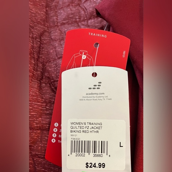 NWT BCG Women’s Red Training Quilted FZ Jacket Full Zip Long Sleeve; Size L - Picture 8 of 11